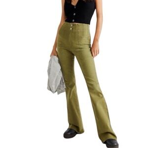 We The Free Jayde High Rise Flare Jeans in Light Green Sz 25 Retro Inspired